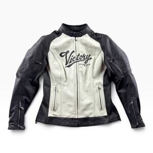 Victory Womens XL Leather Motorcycle Jacket CE Armor Buffalo Nappa 286321503